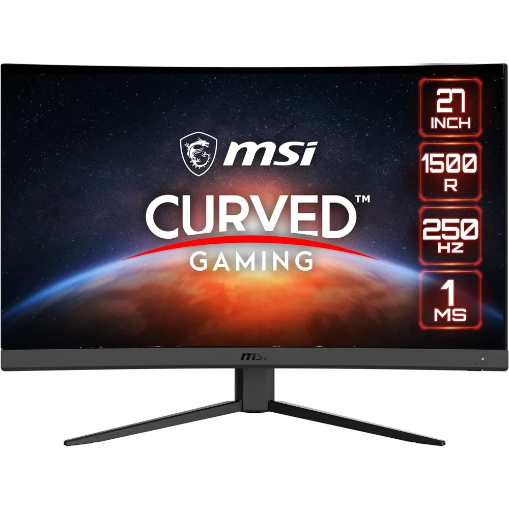 G27C4X 27" Curved Gaming Monitor, 1920 x 1080 (FHD), 1ms, 250Hz, FreeSync, HDMI, DisplayPort, Anti-Flicker, Anti-Glare,