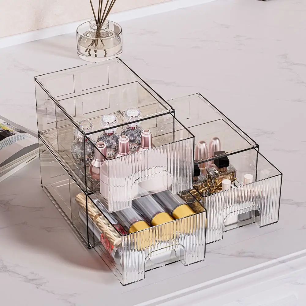 

Acrylic Drawer Type Storage Box Dustproof Transparent Lipstick Mask Storage Rack Stackable Large Capacity Desktop Organizer