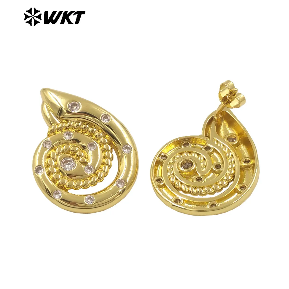 WT-ME113 Wholesale Hot Sale Unique Fashion 18K Gold Plated Zircon Earrings Bright Eye Fashion Pieces Brass Daily Accessories