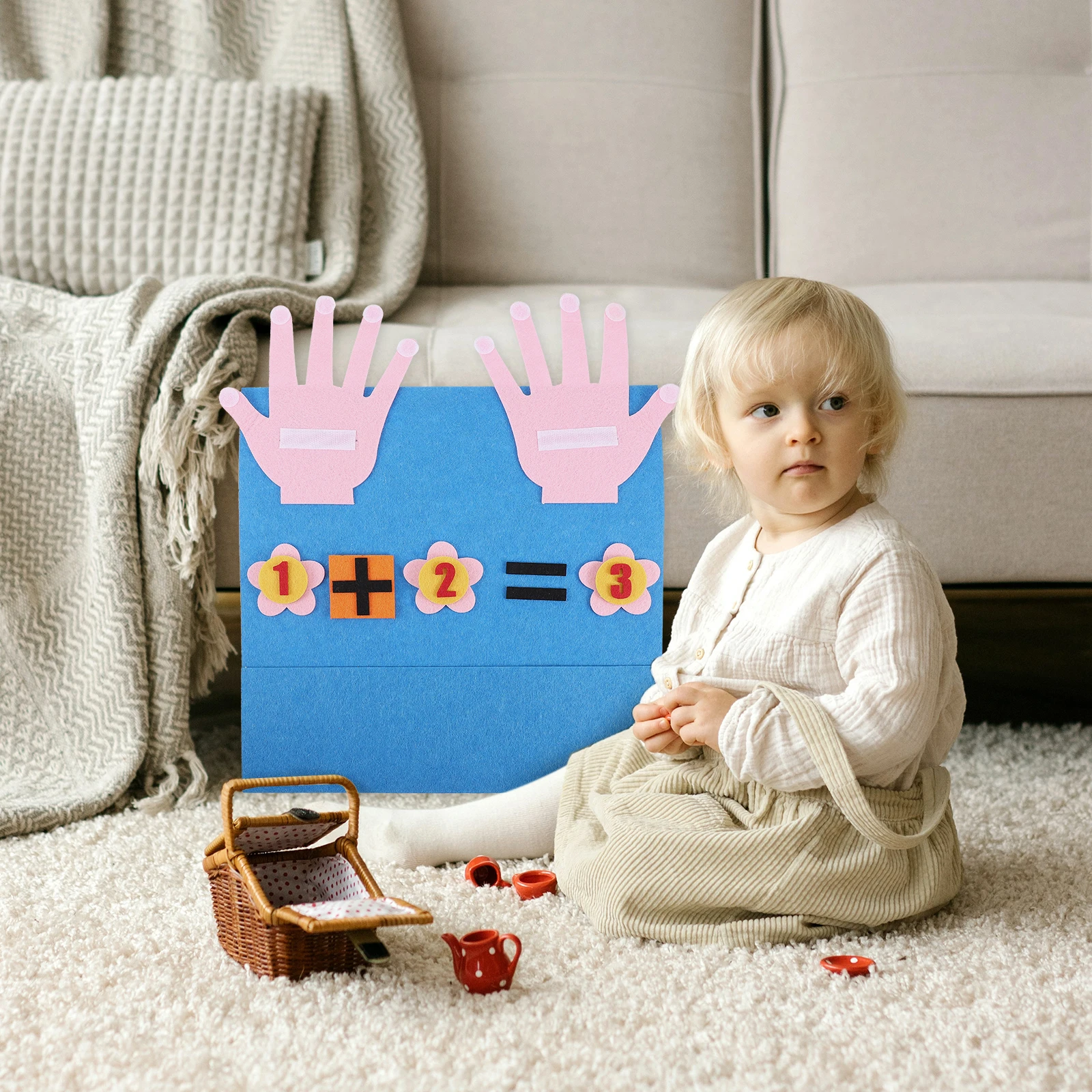 

Math Board Toy Felt Material Addition Subtraction Portable Kids Learning Aid Educational Puzzle Montessori Style Math