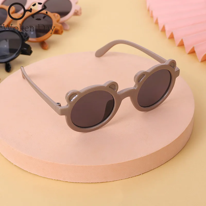 Girls Boys Cute Bear Cartoon Sunglasses UV400 Children Retro Round Frame Sunglasses Outdoor Eyewear Baby Shade Glasses