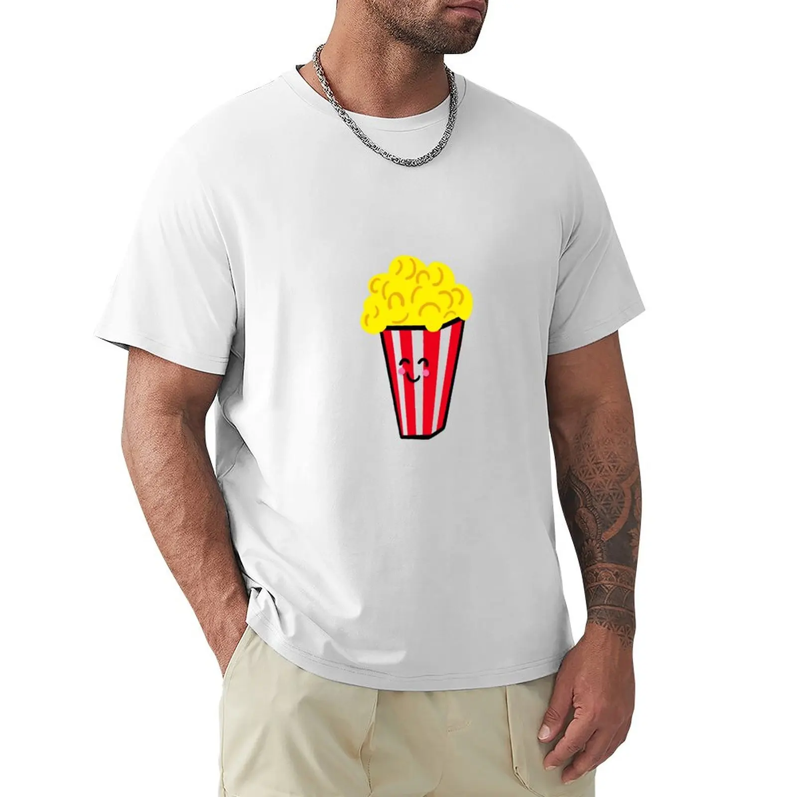 

Popcorn T-shirt plus size tops boys whites animal prinfor boys Aesthetic clothing t shirt for men