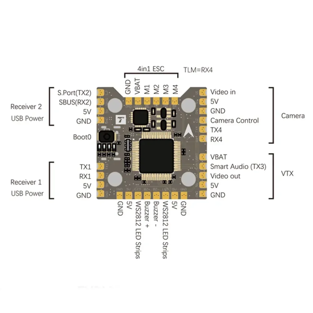 Tモーターフライトコントローラー,rc fpvドローン用,ミニレーサーf7,3-6s lipo,at7456e,osd,4 x uartポート,MCU-STM32F722RET6, 20x20mm