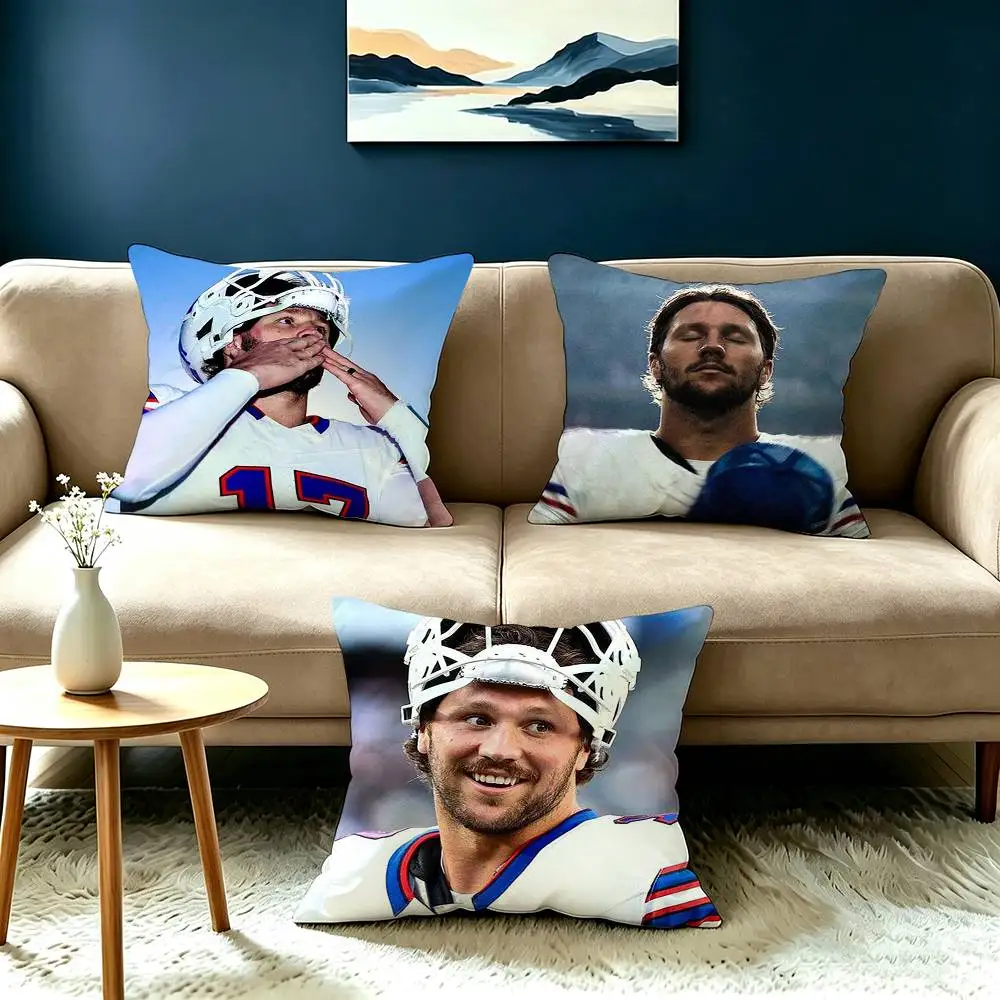 American football Josh A-Allen Square Double-Sided printed Pillow Case Bedroom Bedside Pillow Sofa Cushion Cover