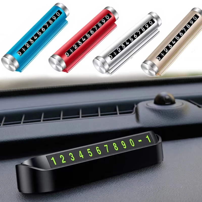 

Car Temporary Parking Plate Roller Illuminated Adjustable Numbers Alloy Phone Number Car Parking Stickers Car Accessories