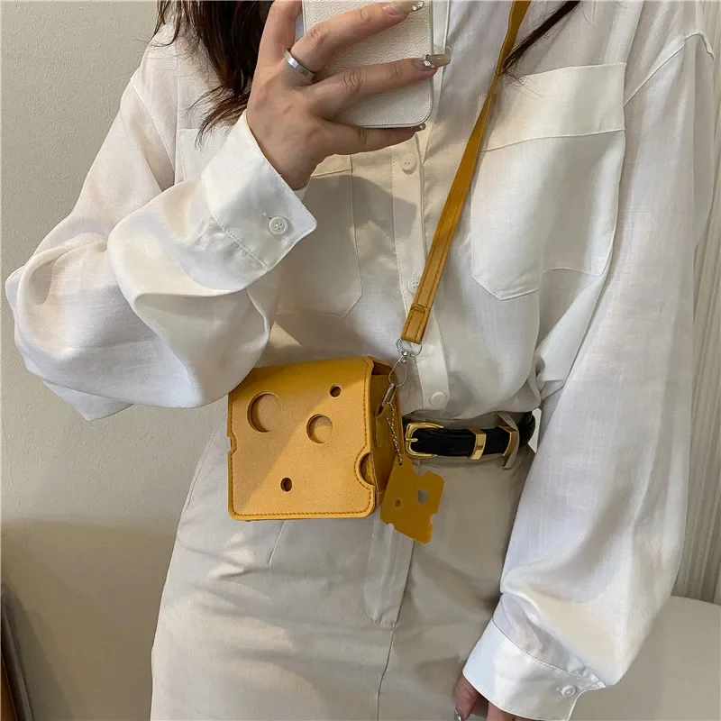 Bolso de mano con forma de queso para mujer, bolsa pequeña cruzada de hombro con forma de lápiz labial y auriculares, novedad de 2023