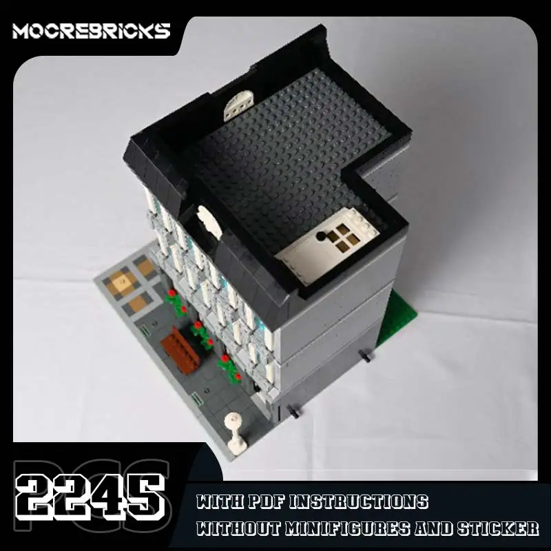 Modułowy sklep narożny MOC, klocki konstrukcyjne, model architektoniczny, technologiczne klocki, zestawy do składania, zabawki dla dzieci, prezent na Boże Narodzenie