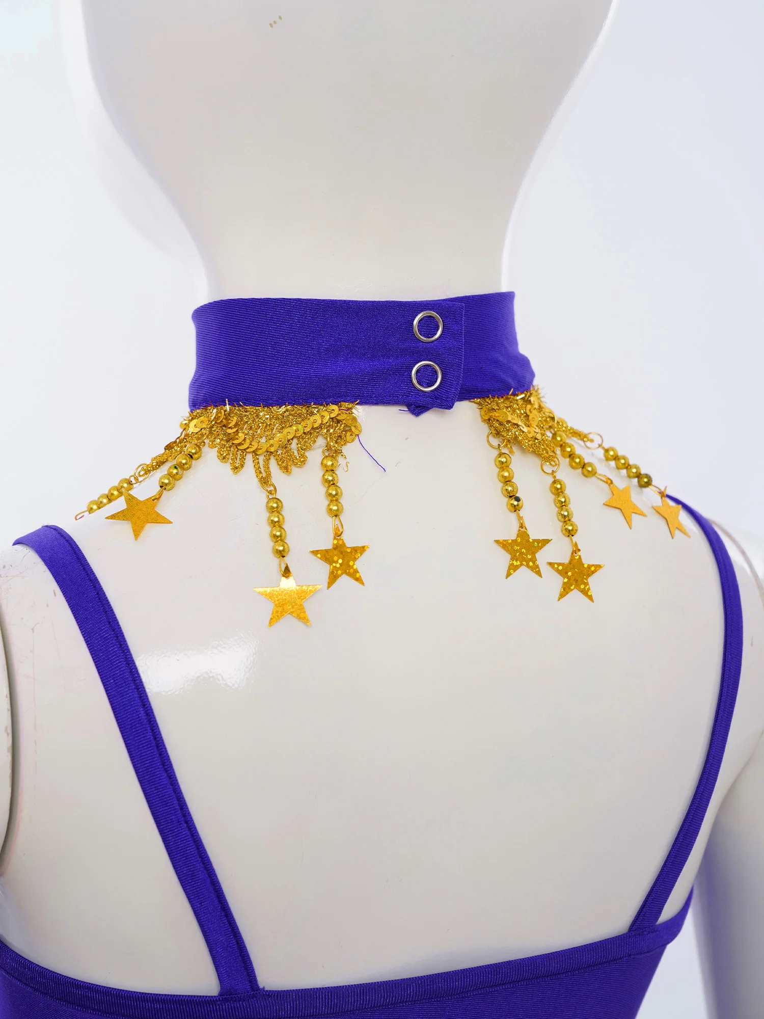 Mädchen glänzende Pailletten Bauchtanz Kostüm Quasten Crop Top mit Chiffon Rock abnehmbarer Kragen Halloween indische Bauchtanzkleidung