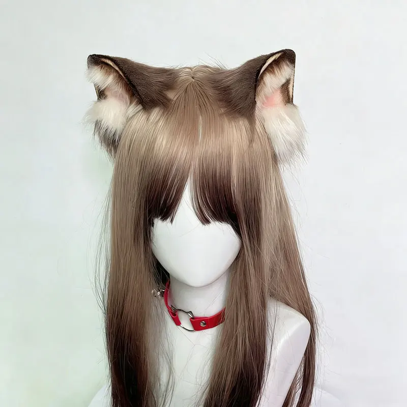 Handmade Siamese Cat Faux Fur Ears Headband Fluffy Plush Animal Hair Hoop Anime Dress Party Cosplay Costume Hair Accessories
