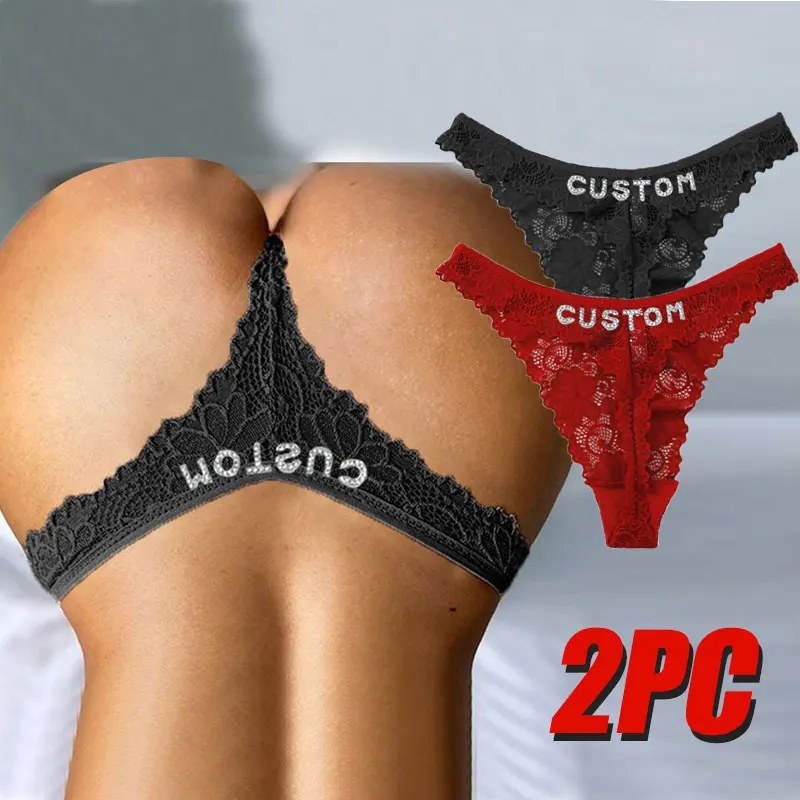 Custom Thong Lace Panties For Sexy Women Letters Personality String Name Hotwife Lingerea Tanga Customize Underwear Gifts Wife