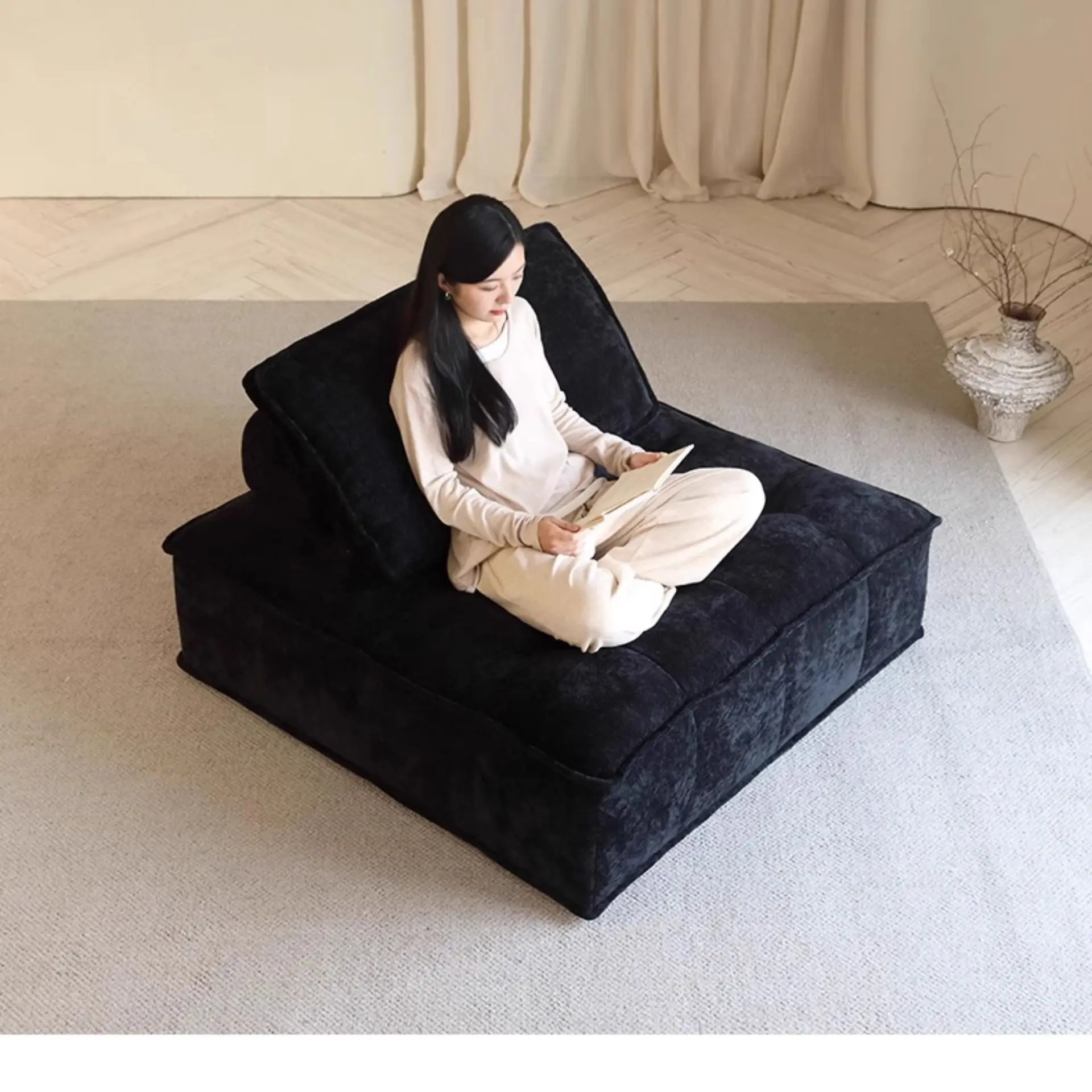 A Tofu block fabric sofa single module free combination chenille simple sofa