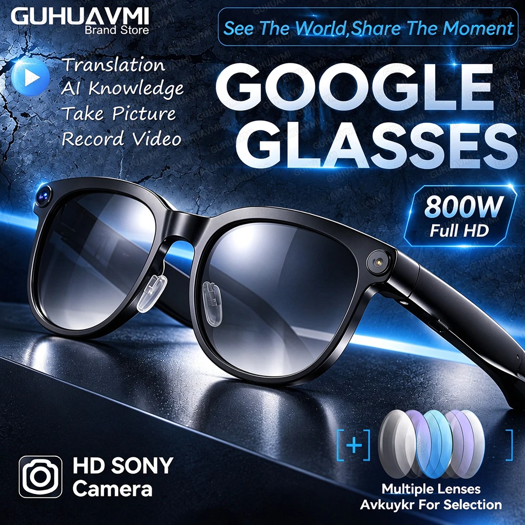 2026 New AI Smart Glasses 160+Language Translation 800W HD Pixel Camera Video Music Player Call ChatGPT Assistant Men Sunglasses