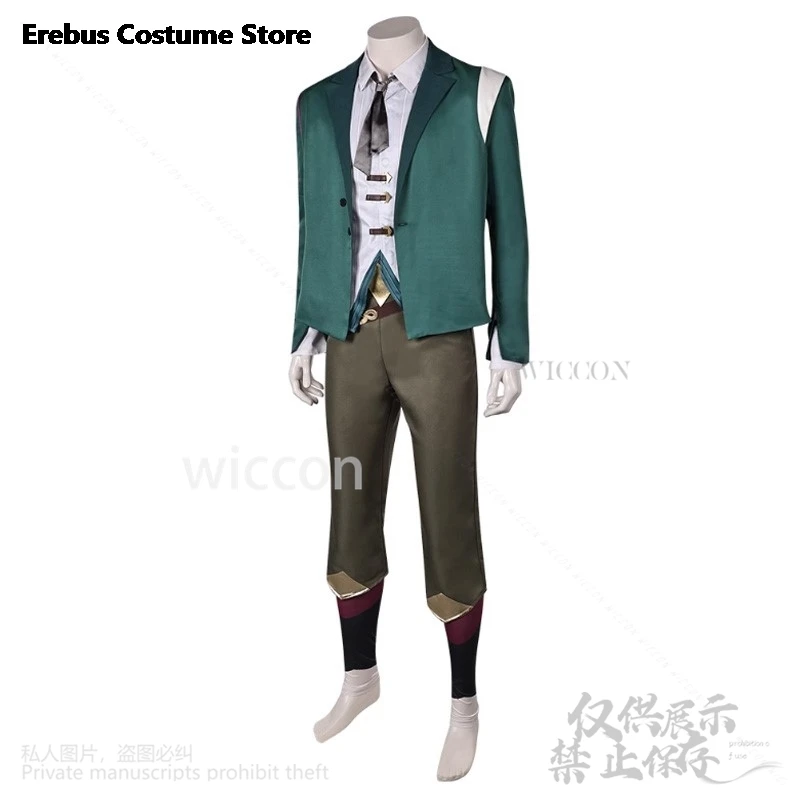 Anime Game LOL Movie Arcane 2 Cosplay EKKO Costume Green Suit Pants Vest For Halloween Christmas Party Cos Man Woman Outift