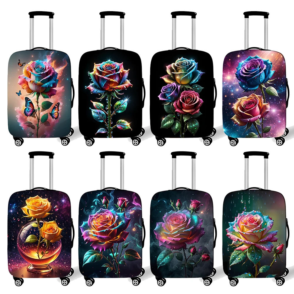 

Акварельная живопись с принтом роз, чехлы для багажа для путешествий, красочный чехол на колесиках, защитный чехол, эластичный чехол для чемодана