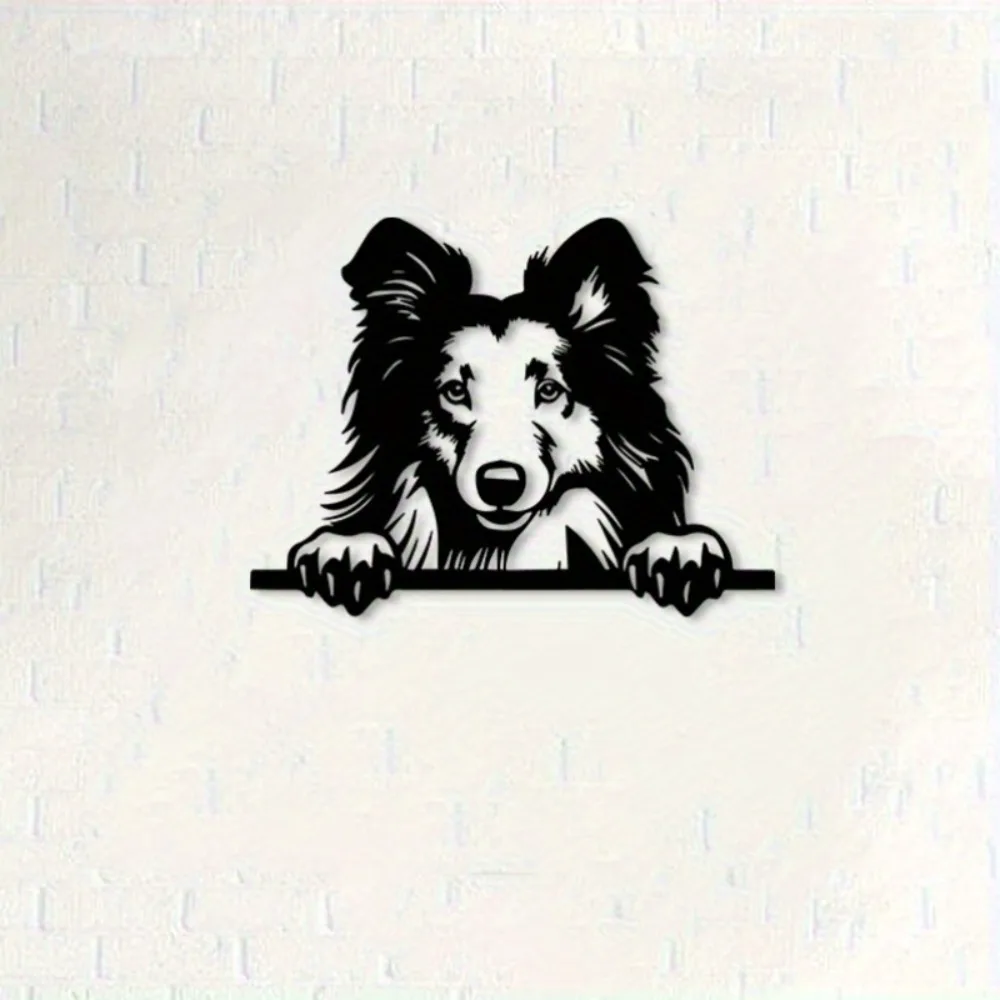 Shetland Sheepdog Iron Wall Art Dog Silhouette Rustic Pet Decor Living Room Outdoor Home Garden Fence Ornament