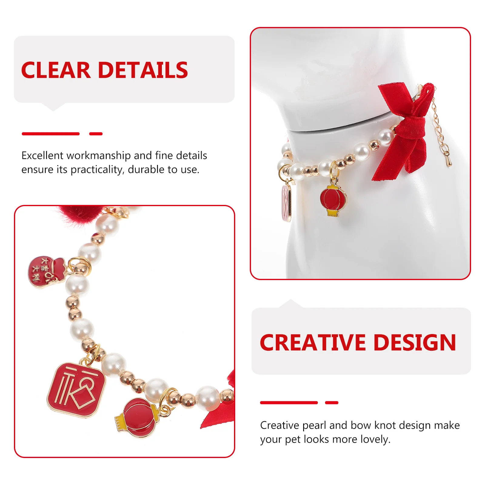 

Neck Strap Bow Necklace Stylish Pet Collar Jewelry Kitten Iron Decor Pearls