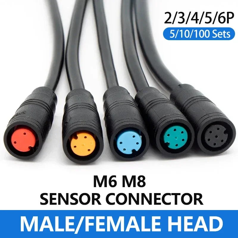 

5/10Sets M6 M8 Julet Sensor Connectors Plug Male Female Waterproof Navigation Signal Bicycle Screen Charging Cable 20CM