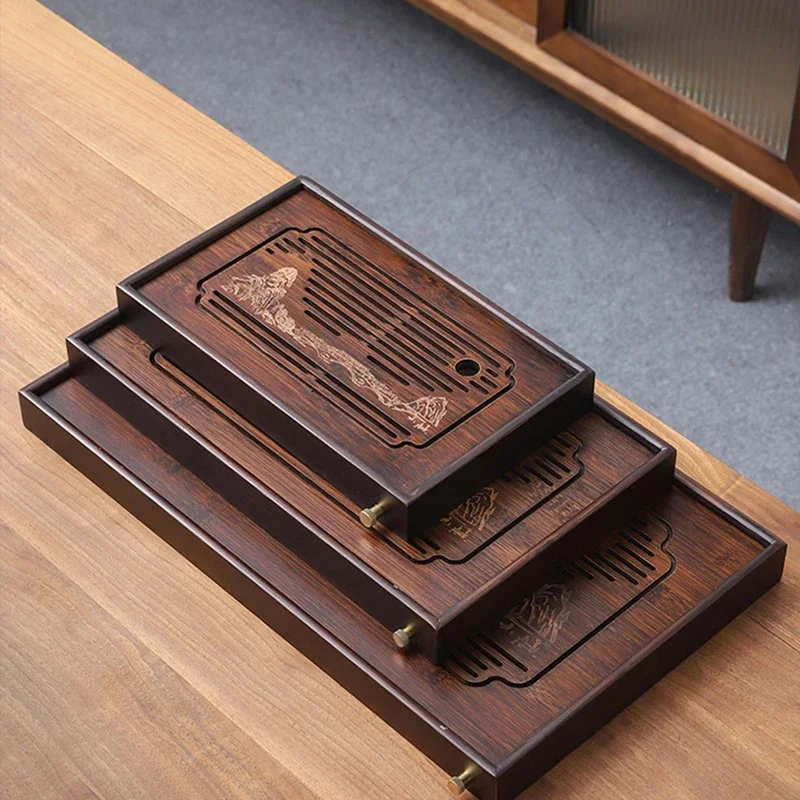 Wooden Tea Tray Storage Bamboo Ramadan Presentation Small Tray Rectangular Office Accessories Cafes