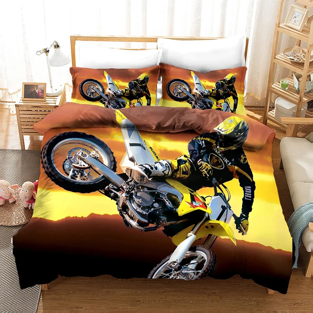 

Sexy Girl Motocross Duvet Cover Extreme Sports Theme Bedding Set for Boys Teens Man Microfiber 3D Beauty Queen King Quilt Cover