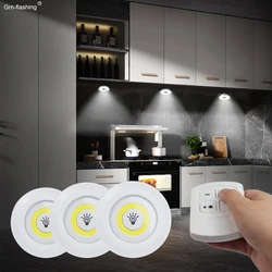 AAA Battery Power Kitchen Cupboard Light Wireless Remote Control COB LED Under Cabinet Light Timing Dimmable Wardrobe Night Lamp