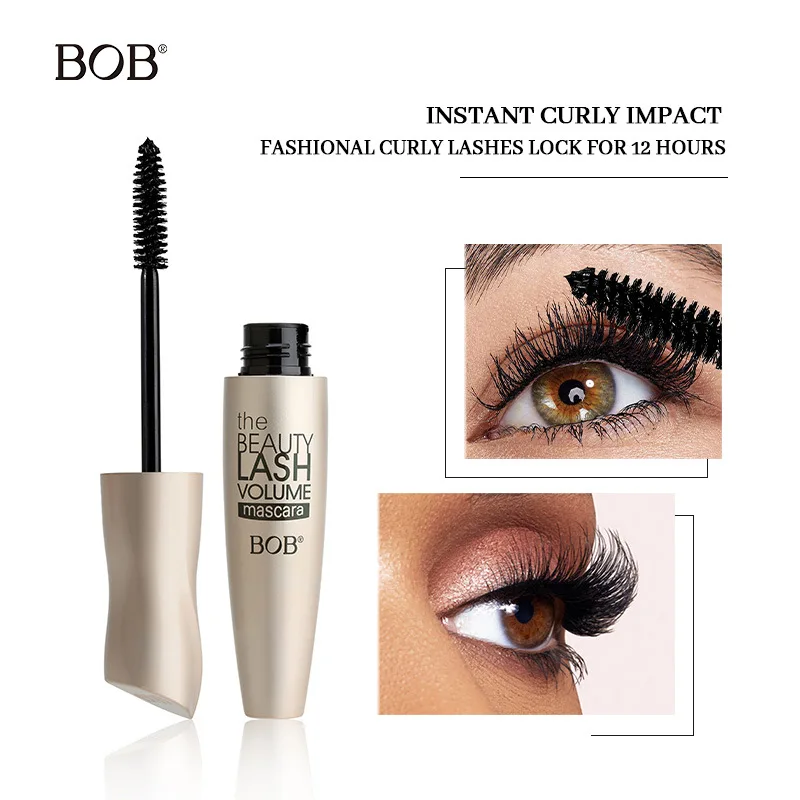 BOB Waterproof Sweatproof Smudge-proof Mascara Lengthening Volumizing Curling Long Lasting Styling Eye Makeup Cosmetics