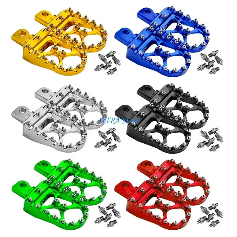 

U13C Universal Motorcycle Footpegs Vintage Inspired Design Aluminum Construction Anti Skid Pattern Hassle Less Assembly 2pcs