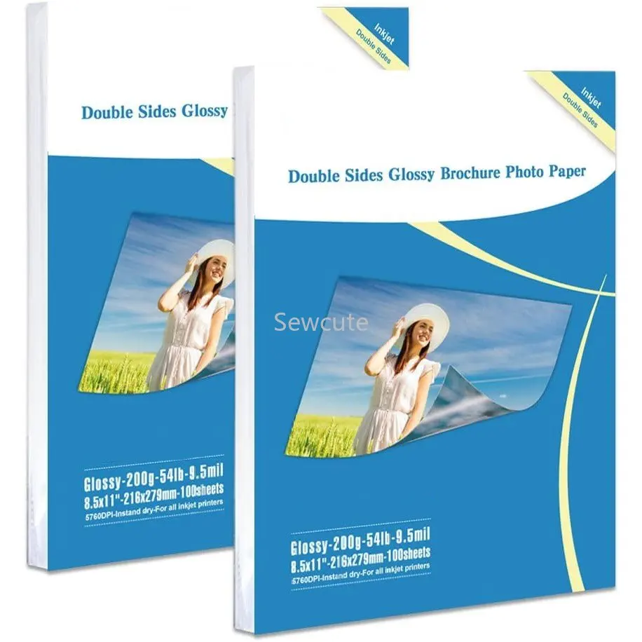 50sheets Double Sided Photo Paper Glossy Inkjet for Dye Ink 200Gsm Value Bulk Pack Picture Inkjet Printing Printer