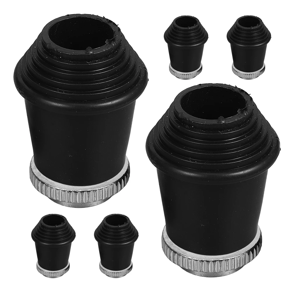 

6 Pcs Threaded Rubber Foot Pad Drum Leg Bass with Base Fall to The Ground Mute Stop Black Accessories Percussion Instrument