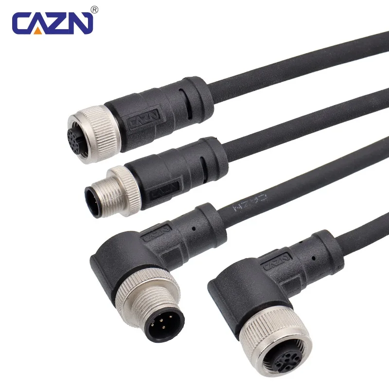 Hot-selling 1 Meters M12 Straight 2 3 4 5 6 8 12 17 Pins with Damping PVC PUR Moulded Leads Female Male Cable Connectors