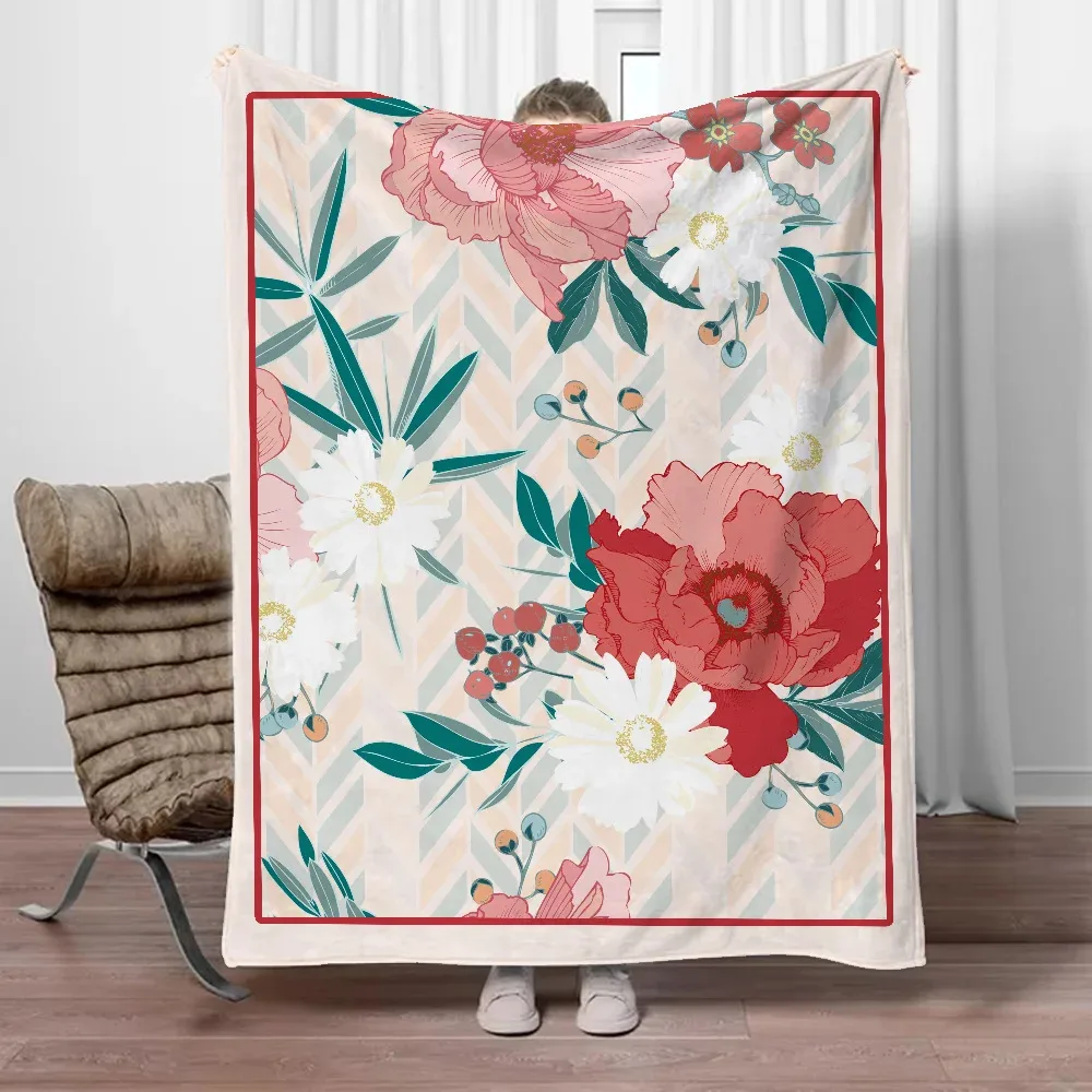 

Flower Warm Soft Printed Blanket Bedroom Livingroom Bed Warm Soft Comfortable AirConditioner Office Blankets for Beds Throw Gift