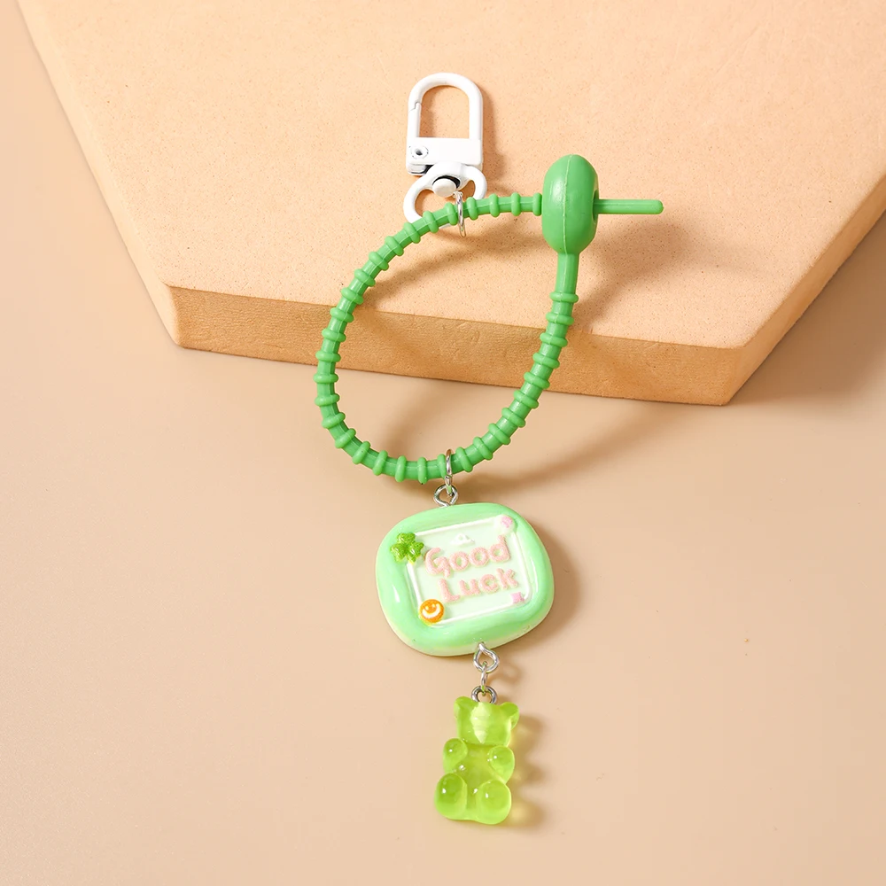 Aihua Niedliche Bonbonfarbene Silikon-Wiederverwendbare Taschenanhänger Bunte Bären-Schlüsselanhänger Lanyard Schlüsselring Autoschlüsselanhänger für Frauen und Mädchen – Detail 6