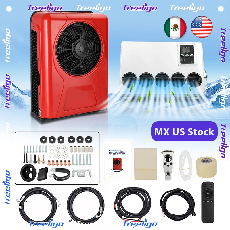 

Treeligo 12V/24V Cooling Electric Car Split Air Conditioner Parking Air Conditioning For RV Truck Tractor Camper Van Motorhome