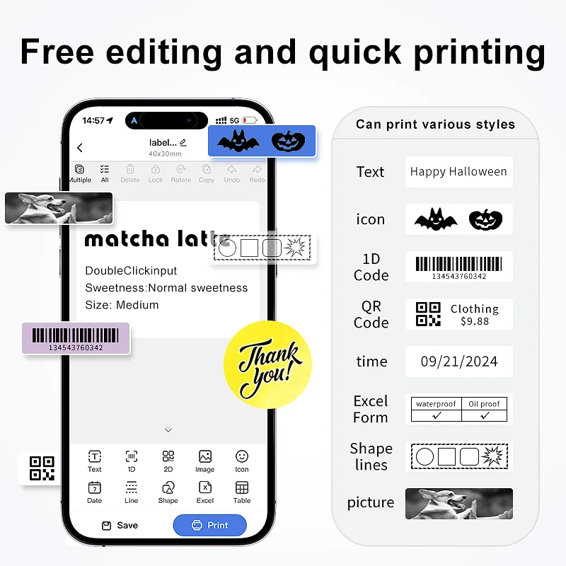 100x100mm/60x60mm/77x30mm Thermal Label for Printer Thermal Shipping Label Shipping Barcode Sticker No Carbon Band required