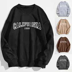 Crewneck Drop Sleeves Pullover Warm Soft Ladies Sportswear Autumn Funny Woman Sweatshirts California West Coast Printing Hoody