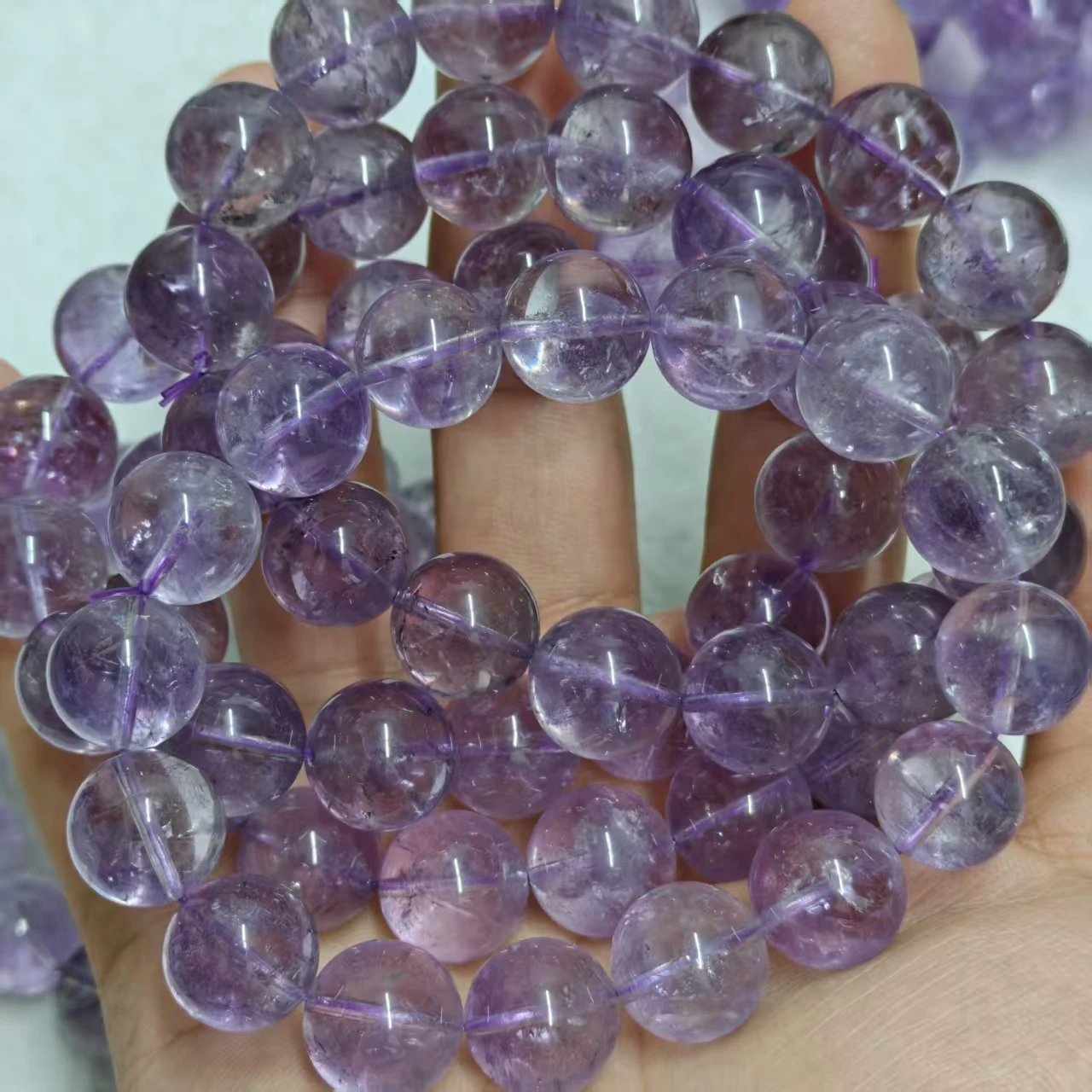 Großhandel Natürliche AAA Lila Azeztulit-Quarz Glatte Runde Perlen für Schmuckherstellung Design DIY Armband Halskette Geschenk – Detail 2