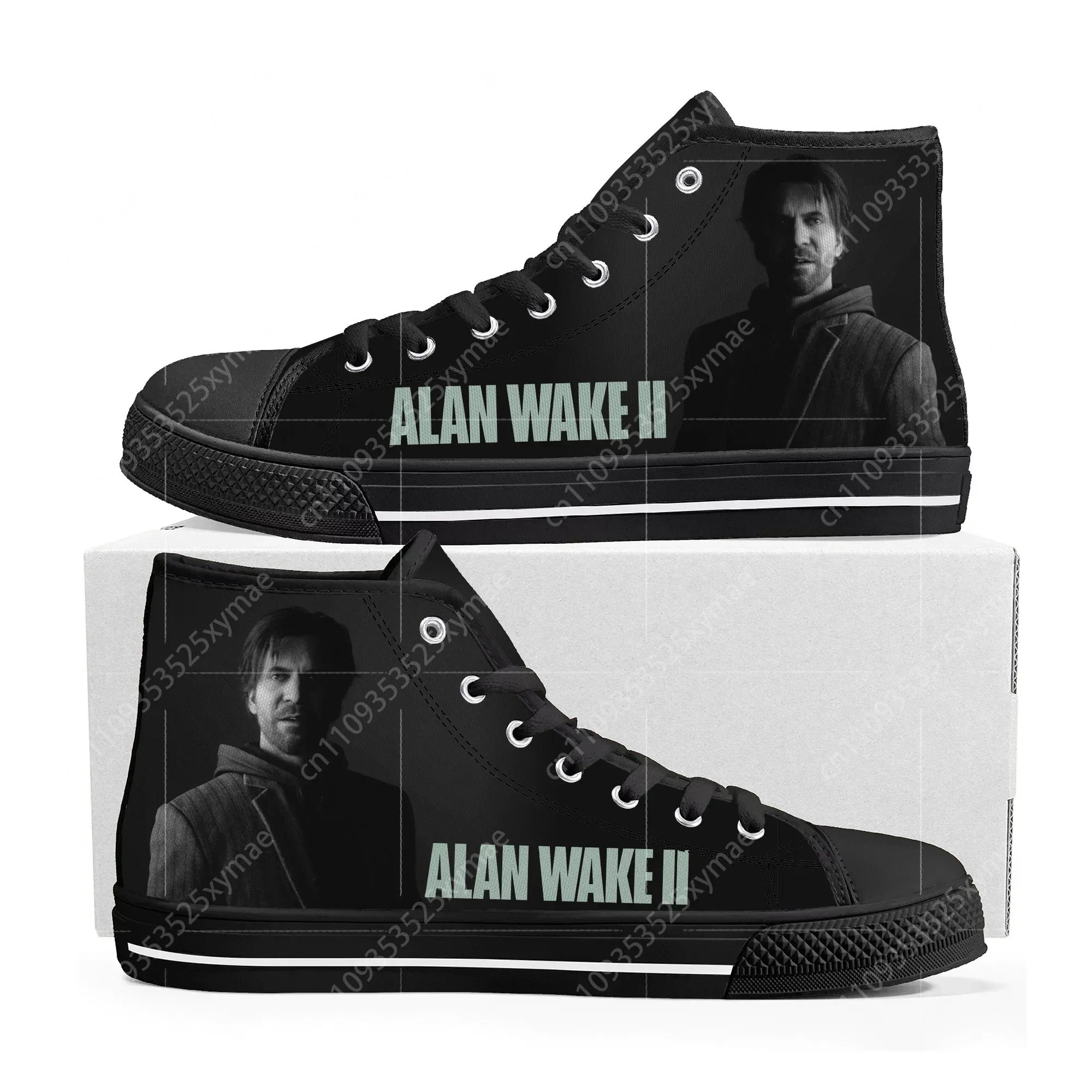 

Кроссовки Alan Wake2 High Top, модные 3D-кроссовки для мужчин, женщин и подростков, модные высококачественные кеды из канваса, индивидуальные парные кроссовки
