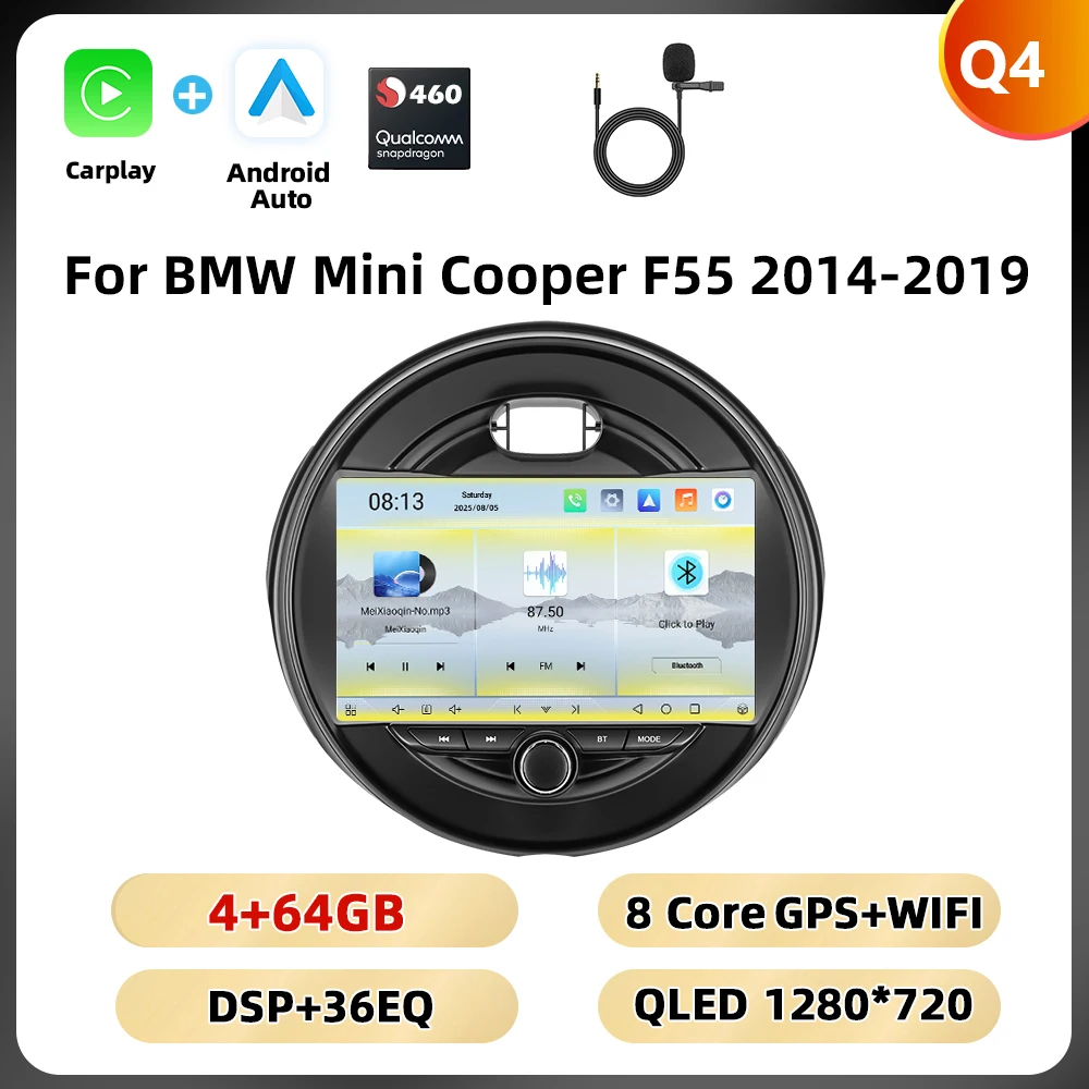 Podofo 8Core WIFI 4G Auto Audio Voor BMW Mini Cooper F55 2014-2019 Navigatie Carplay Android Auto AI Voice Spiegel Link Auto Stereo - afbeelding 1