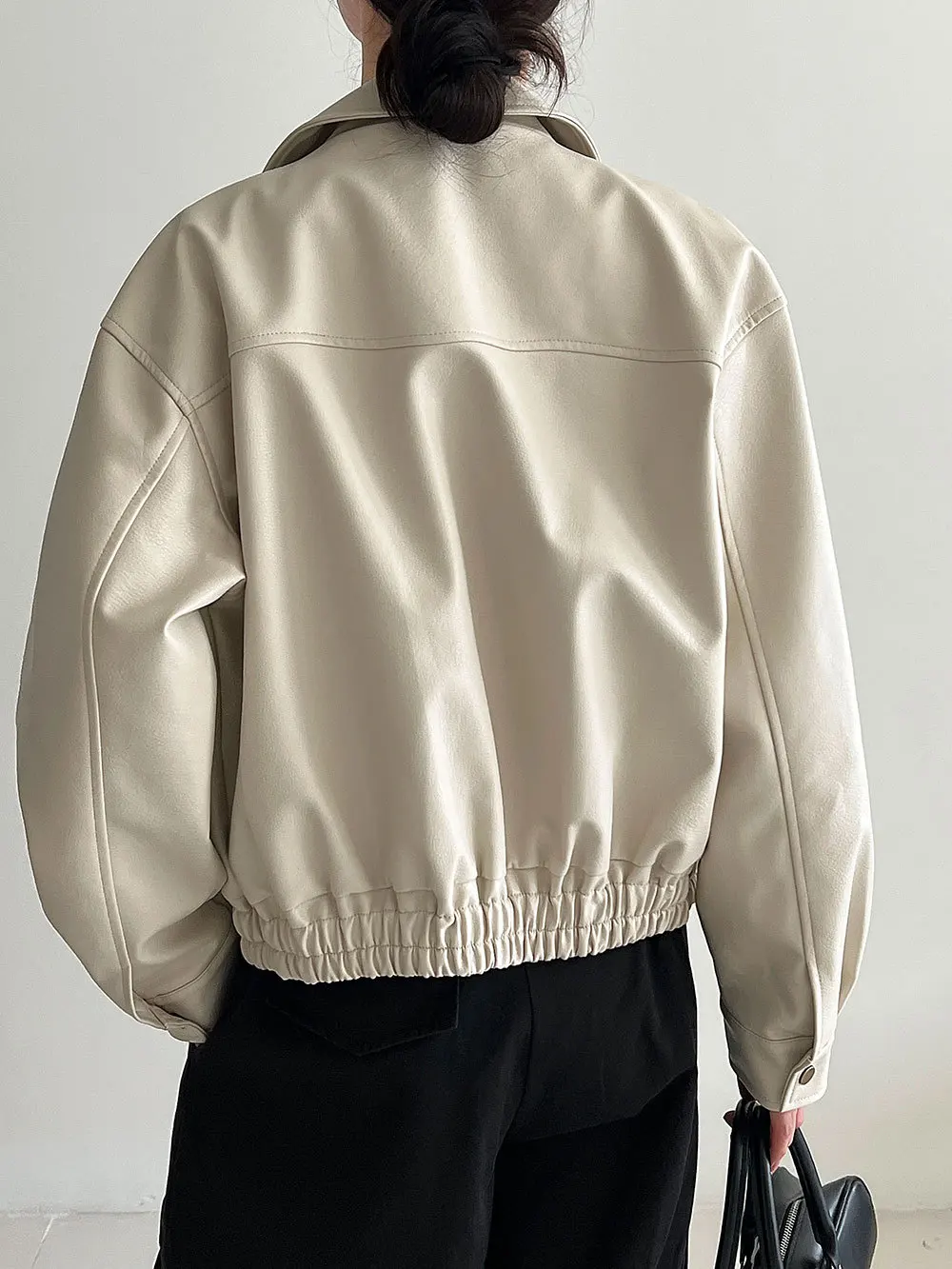 Giacca in pelle di fascia alta stile motociclistico coreano alla moda da donna 25 autunno nuova collezione giacca casual in vita