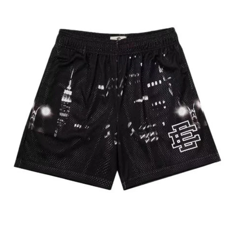 2024 Mannen Nieuwe Eric Emanuel Ee Basis Korte York Stad Skyline Heren Casual Shorts Fitness Sportbroek Zomer Workout Mesh Shorts