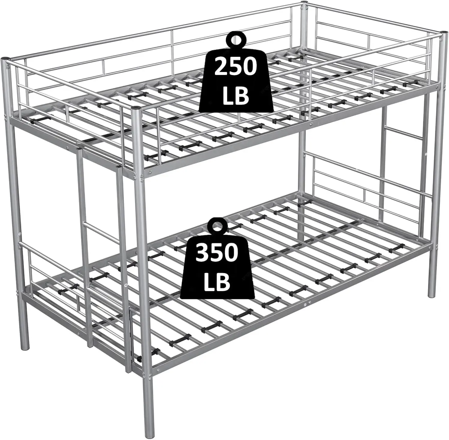 Over Twee Stapelbed Met 2 Zijladders En Veiligheidsleuning, Stevig Metalen Bedframe, Cpc-Gecertificeerd, Geluidsvrij, Su