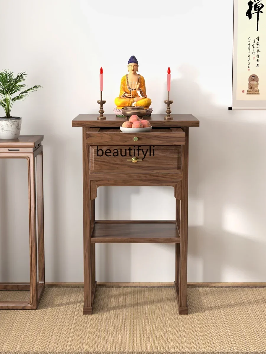 

Chinese Solid Wood Small Altar Domestic Buddhist Hall Buddha Shrine Modern Minimalist Prayer Altar Table