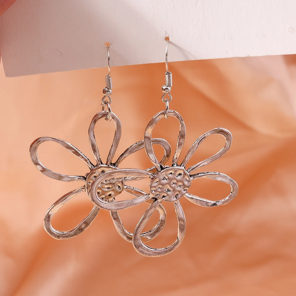 Aihua Übertriebene Metall Blumen Ohrringe Europäischen Amerikanischen Stil Persönlichkeit Mode Große Ohrringe Mädchen Reise Hochzeit Zubehör – Detail 4
