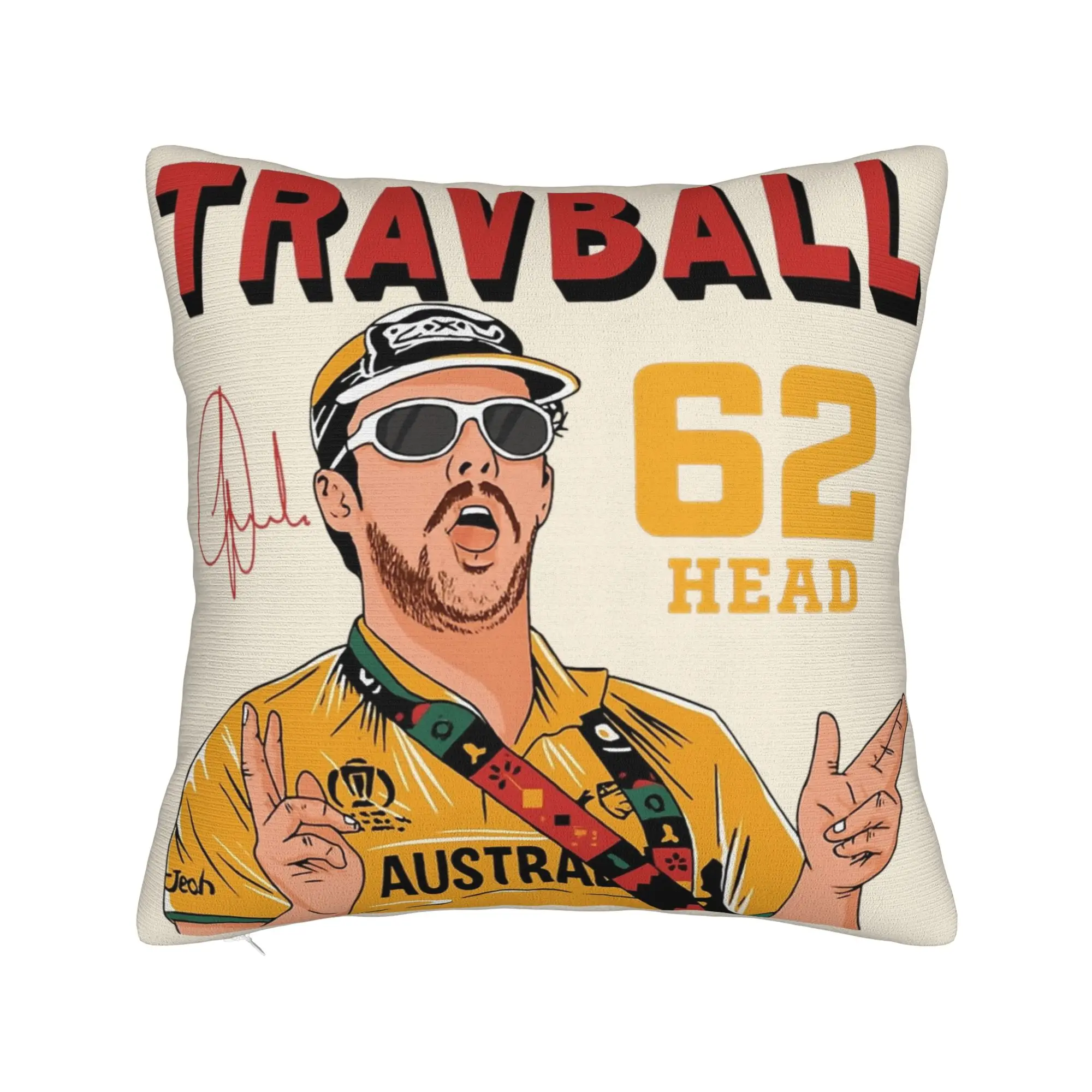 Travis Head Australian Cricket Player TravBall Pillowcase Printed Cushion Cover Decorations Throw Pillow Case Cover Home Square