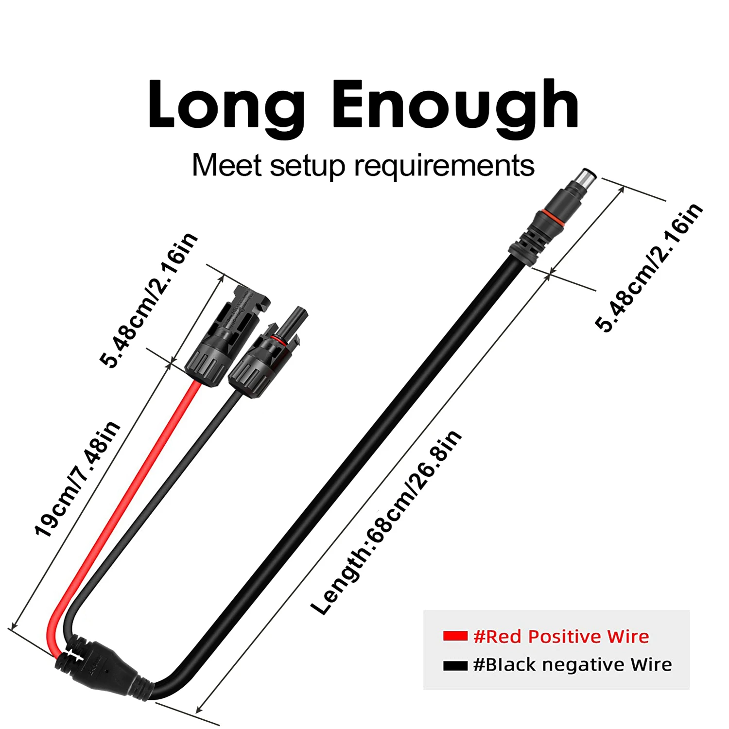 Solar Panel Connector to 8mm Adapter Cable 14AWG for Portable Power Station Solar Generator, 3.3FT Extension, DC 8mm Input
