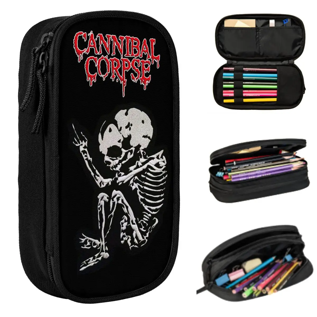 Cannibal Corpse Heavy Metal Band Horror Federmäppchen für Studenten, Geschenke, Stiftbox, Bleistiftbeutel, Schreibwaren, Stifthalter, Tasche