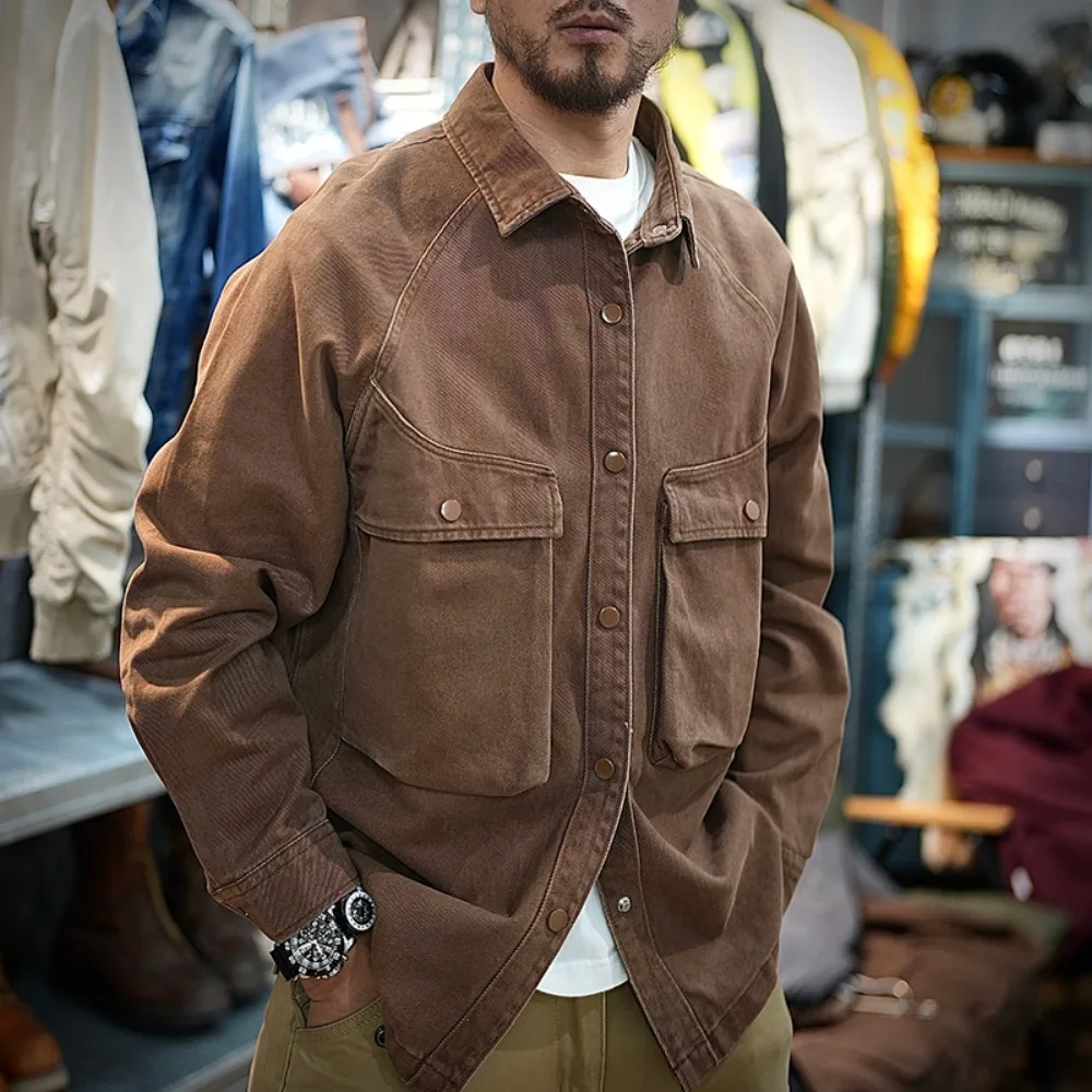 2025 new fashion men's casual heavy jacket pure cotton retro wash jacket denim jacket