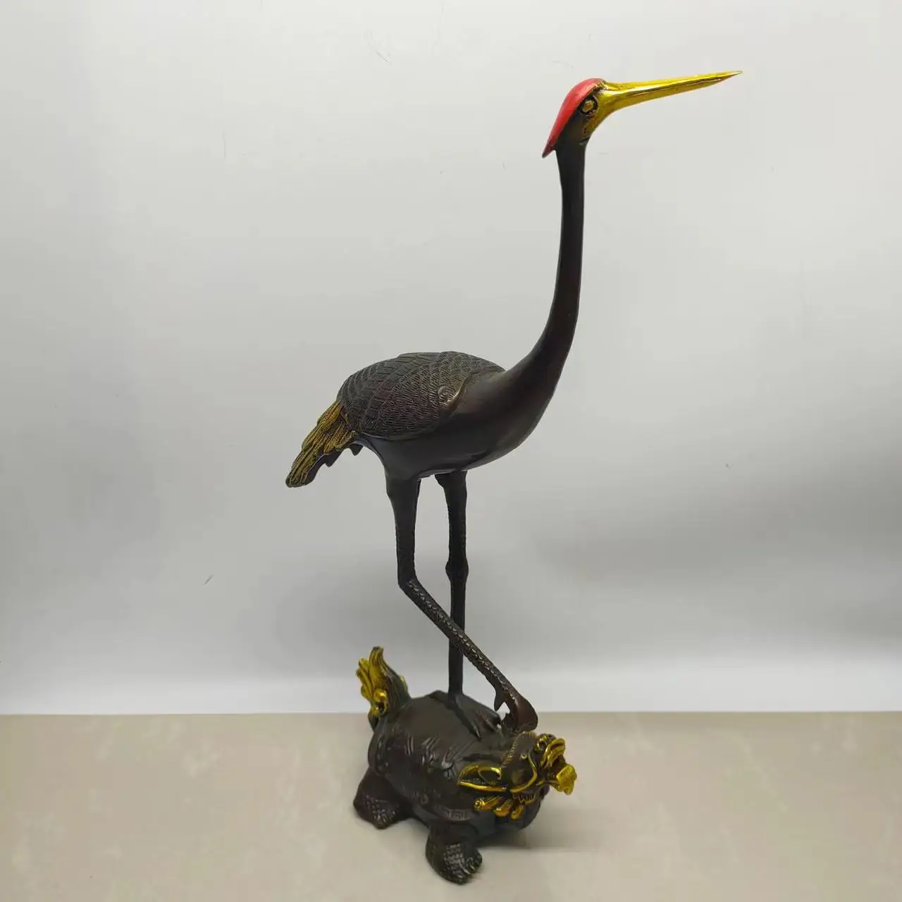 Antique Chinease copper Tortoise and crane statue, Handicrafts, best collection&adornment, Free shipping