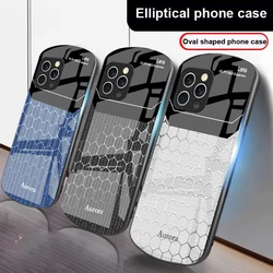 Hexagonal Grid Of Applesr For IPhone 16 Pro Max 15 Pro 14 13 12 Mini 11 XS Max XR 7 8 Plu SE 2022 Elliptical Glass Phone Case