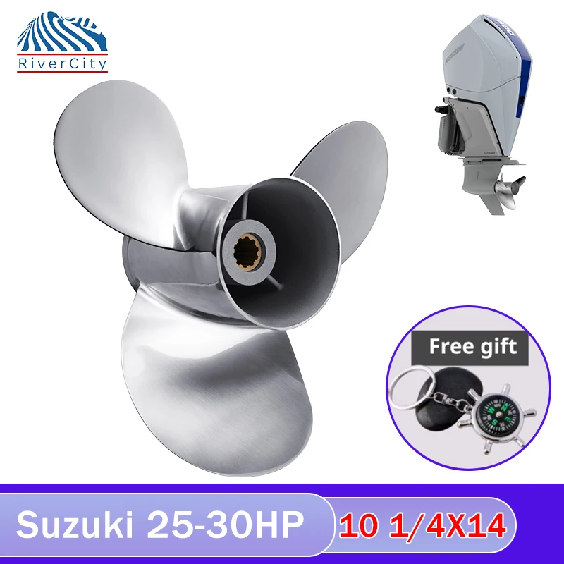 

10 1/4x14 Outboard Propeller For SUZUKI 20hp 25hp 30hp Boat Stainless Steel Screw 3 Blade 10 Spline Marine Engine Part