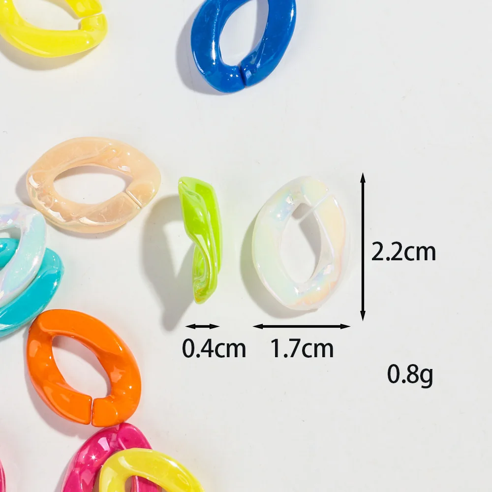 سلسلة ربط مربعة أكريليك قزحي الألوان ، حبة فضفاضة للقلادة ، صناعة سلسلة النظارات ، إكسسوارات مجوهرات تصنعها بنفسك ، 17x22 ، 40 #2